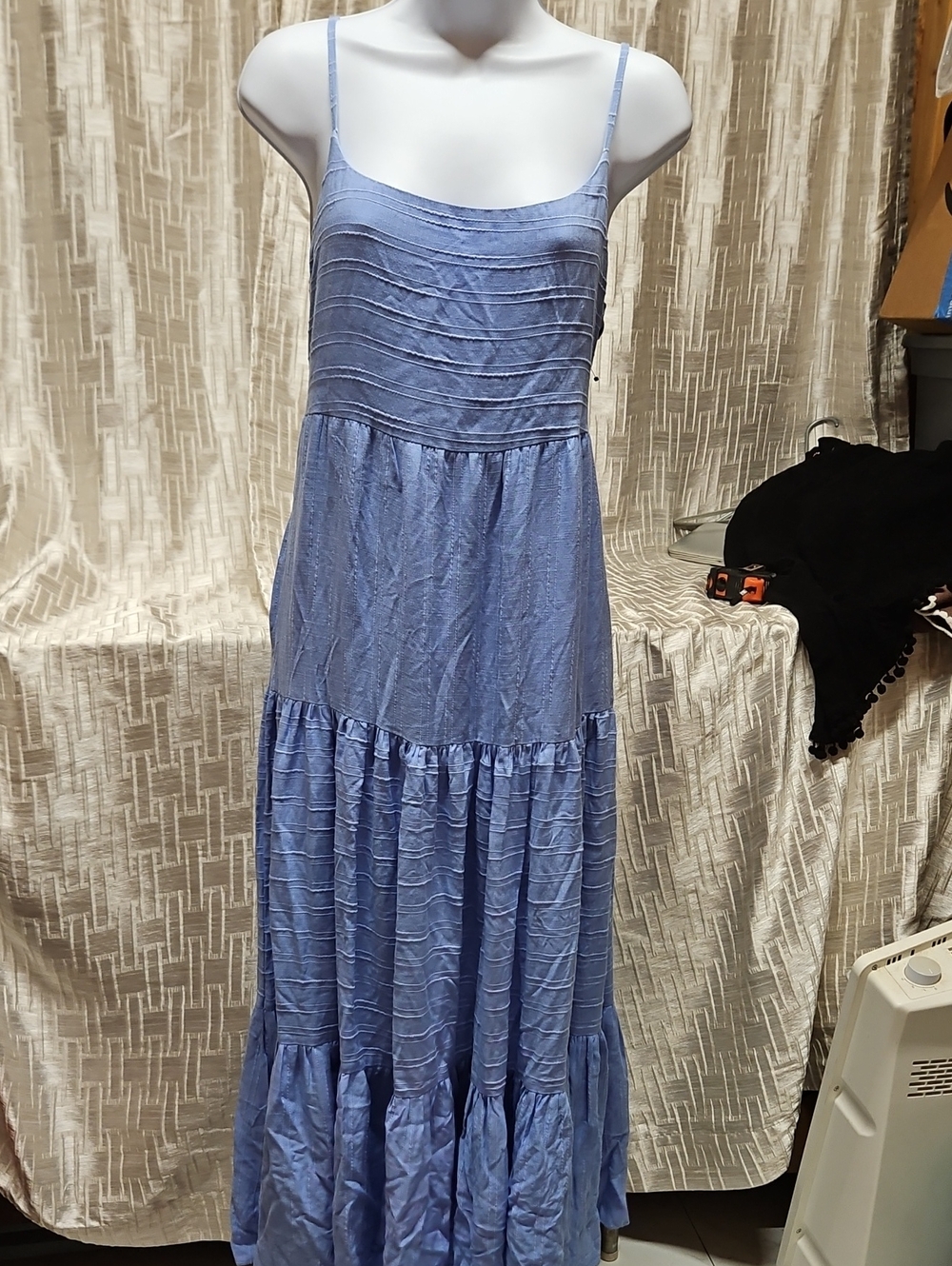 Haute Hippie Light Blue Smocked Tiered Maxi Dress